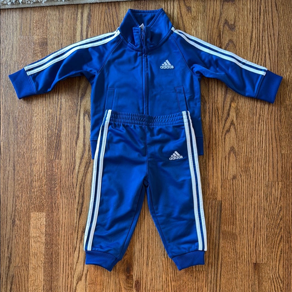Adidas 12 month baby Blue Track Jacket & Pants Set